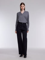 [Preview] Denim Rhinestone High-Waisted Women Micro-Flared Jeans GOELIA