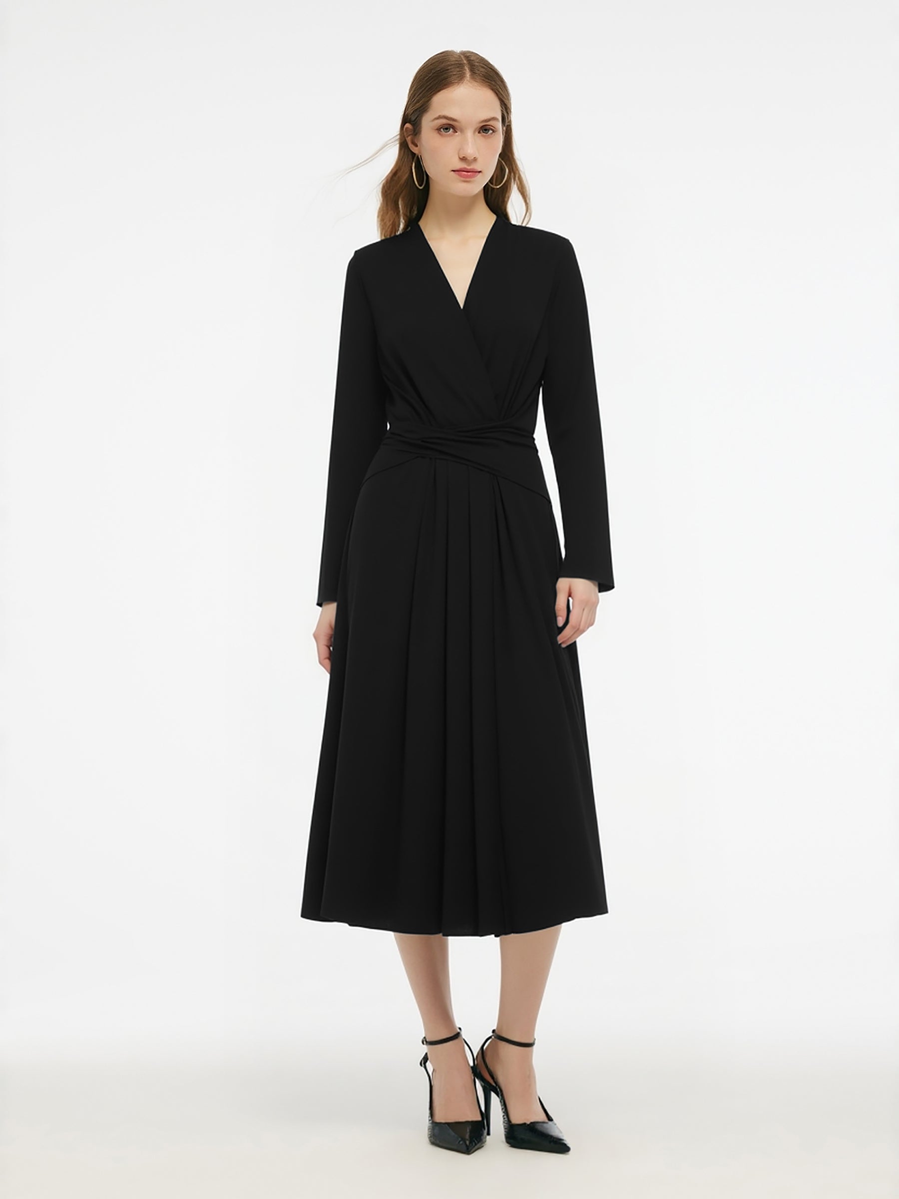 Tencel Blend Tie Back Gathered Waist Women Knit Maxi Dress GOELIA