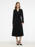 Tencel Blend Tie Back Gathered Waist Women Knit Maxi Dress GOELIA