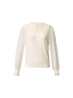Jacquard Ruffle Neck Women Knit Top GOELIA