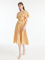 Puff Sleeves Wrapped Top And Skirt With Bottomed Camisole Three-Piece Set GOELIA