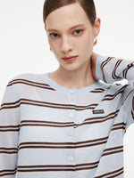 Navy Combo Stripe Women Cardigan GOELIA