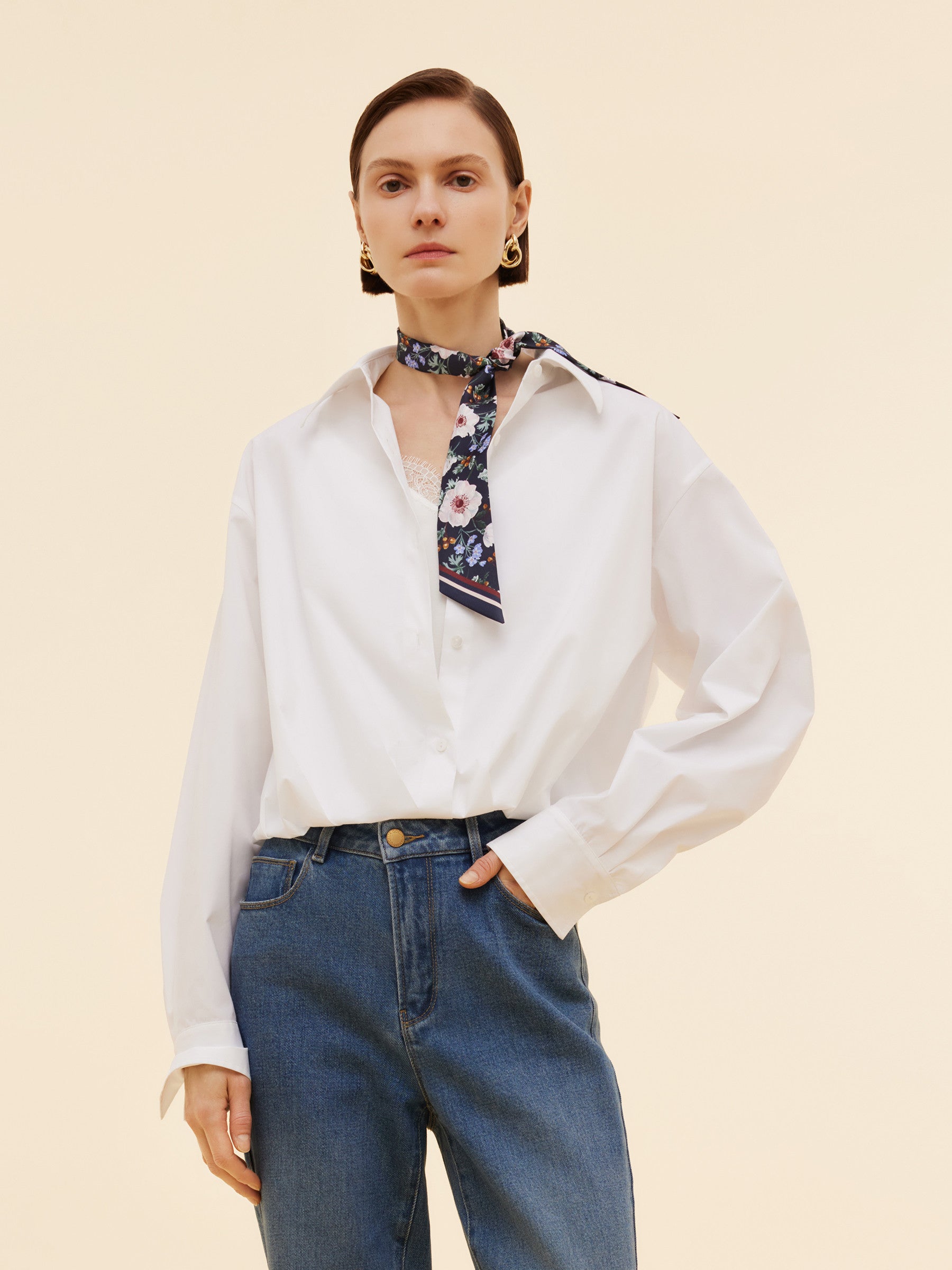 Mock Layered Lace Camisole Patchwork Women Shirt GOELIA
