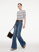 Crew Neck Stripe Women T-Shirt GOELIA