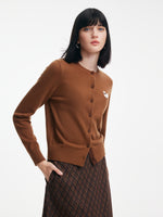 100% Wool Cardigan And Plaid A-Line Skirt Two-Piece Set GOELIA