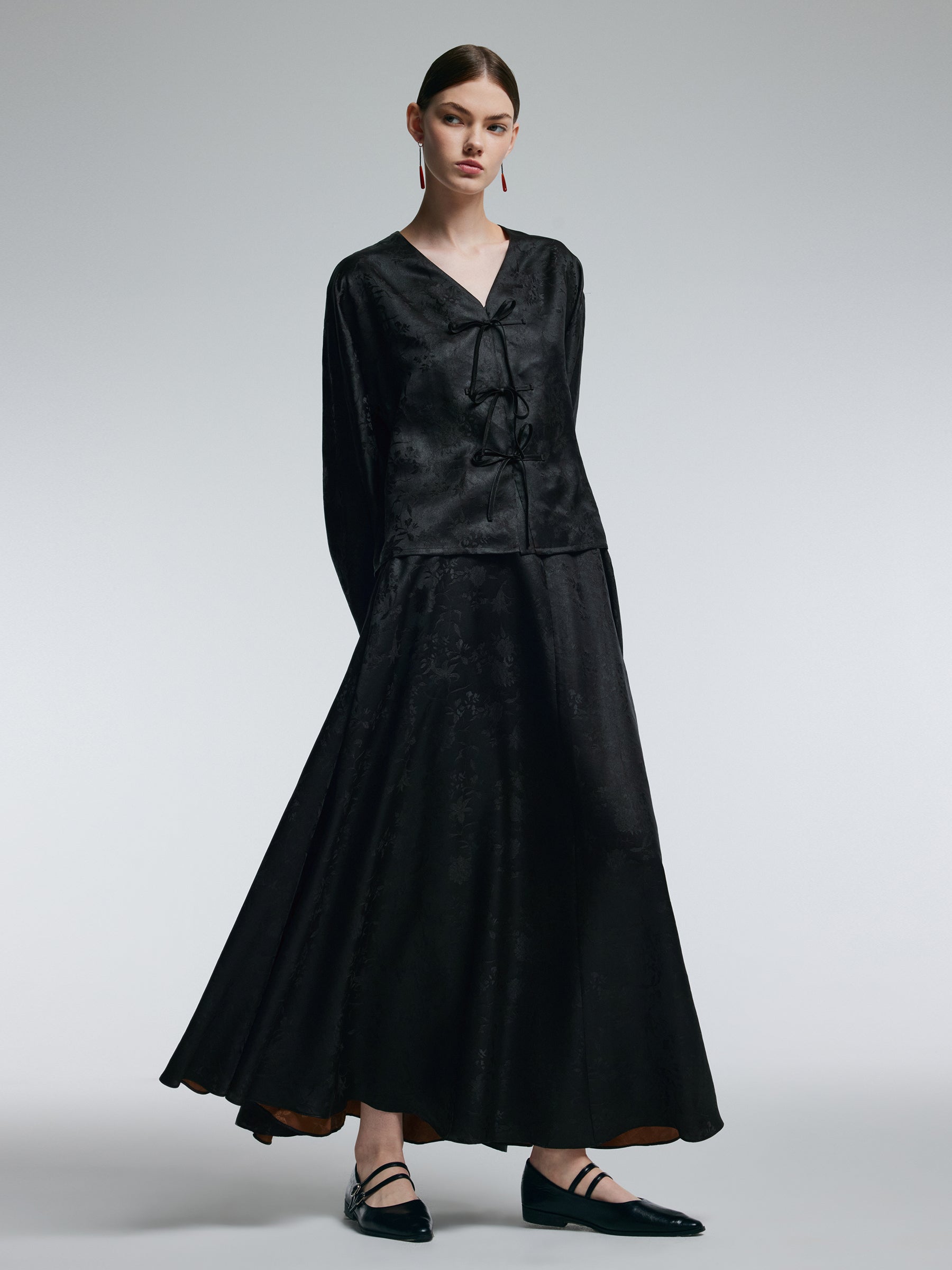19MM Gambiered Canton Gauze Women Jacquard A-Line Skirt GOELIA