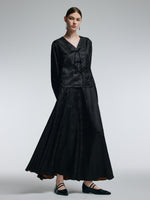 19MM Gambiered Canton Gauze Women Jacquard A-Line Skirt GOELIA