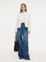 [Preview] Wool Blend Tweed H-Line Women Cropped Jacket GOELIA
