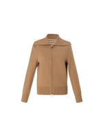 Lyocell Wool Blend Stripe Reversible Zip-Up Women Cardigan GOELIA