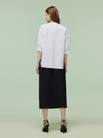 3/4 Sleeve Shirt And Front Slit Skirt Two-Piece Set With Leather Belt GOELIA