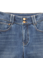 Lyocell Blend Denim Women Flared Palazzo Jeans With Belt GOELIA