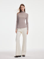 [Preview] Tencel Acetate Silk Blend Women Mock Neck Knit Top GOELIA