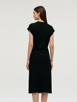 Acetate Side Slit Women Midi Dress GOELIA
