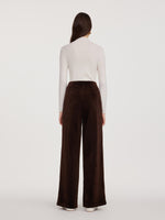 Velvet Ribbed Knit Women Loose Straight Leg Pants GOELIA