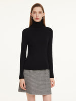 100% Wool Turtleneck Women Knit Top GOELIA