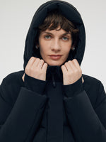 Hooded Goose Down Coat With Knit Cuff GOELIA