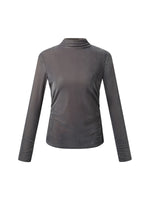 Velvet Stretch Women Mock Neck Top GOELIA