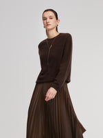 100% Brushed Wool Crew Neck Women Sweater GOELIA