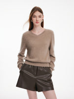 [Preview] 100% Brushed Cashmere V-Neck Women Sweater GOELIA