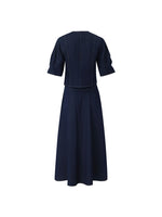 Denim V-Neck Top And Half Skirt Two-Piece Set GOELIA