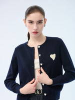 Tencel Wool Blend Heart Print Women Cardigan GOELIA