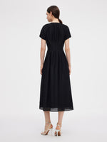 Tencel Blend Round Neck Women Maxi Dress GOELIA