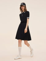 Tencel Blend Openwork Knit Top And Pleated Skirt Two-Piece Set GOELIA