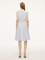 Tencel Acetate Linen Blend Cap Sleeve Women Midi Shirt Dress GOELIA