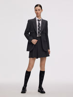 Worsted Wool Blend Notched Collar Women Blazer GOELIA