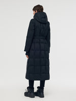 Hooded Long Goose Down Coat With Belt GOELIA