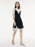 Faux Two-Piece A-Line Women Puff Sleeve Knit Mini Dress GOELIA