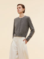100% Cashmere Faux Two-Piece Women Cardigan GOELIA