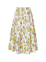Cotton Lemon Print Women A-Line Skirt GOELIA