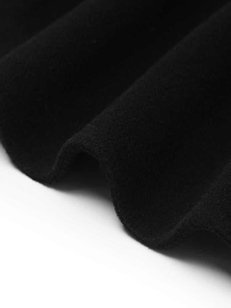 Tencel Wool Lapel Double-Faced Short Coat With Belt GOELIA