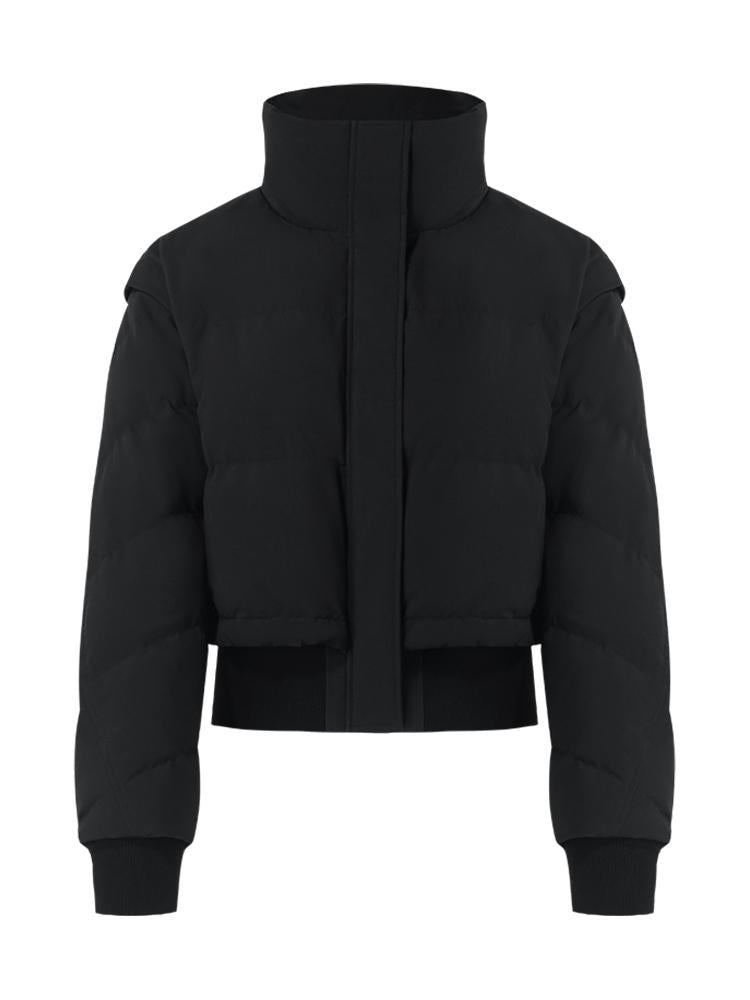 Detachable Sleeves Stand Collar Cropped Goose Down Garment GOELIA