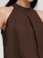 100% Linen Women Halter Tank Top GOELIA