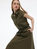 Cap Sleeve Elastic Hem Top And A-Line Skirt Two-Piece Set GOELIA