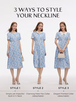 19MM Mulberry Silk Floral Print Women Midi Dress GOELIA