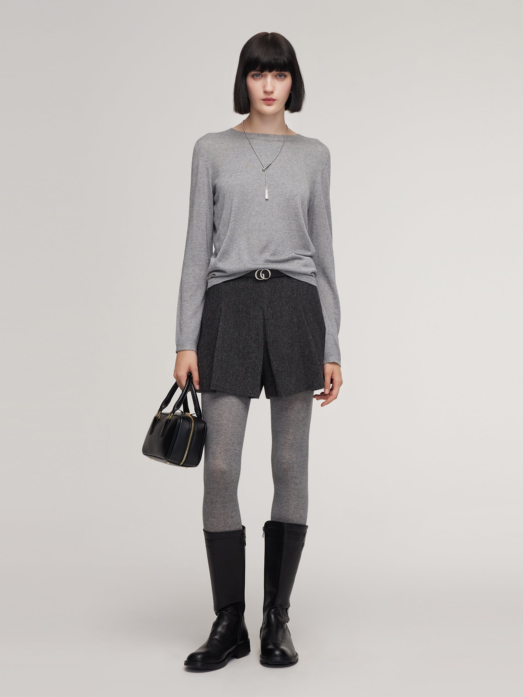 100% Washable Wool A-Line Women Culotte Skirt GOELIA