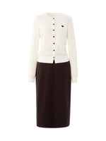 [Preview] Lyocell Wool Blend Cardigan And Skirt Two-Piece Set GOELIA