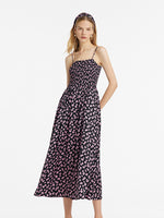 Bowknot Printed Spaghetti Strap Maxi Dress And Knitted Cardigan Two-Piece Set With Scrunchie GOELIA