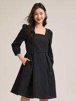Detachable Bow Jacquard Mini Dress GOELIA