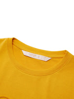Cotton Blend Round Neck Tape Embroidered Women T-Shirt GOELIA