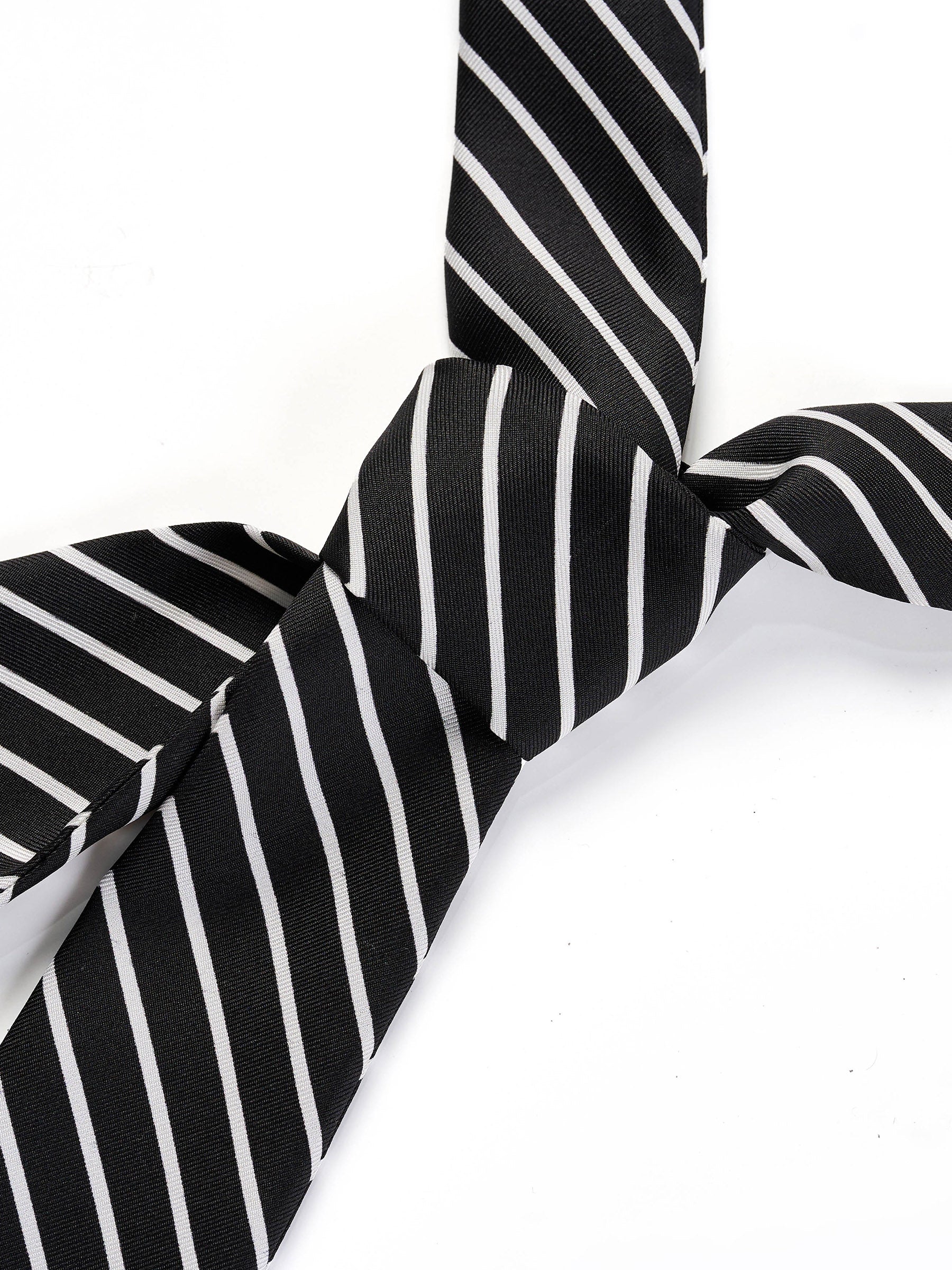 14MM Mulberry Silk Black And White Stripe Women Scarf GOELIA