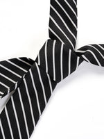 14MM Mulberry Silk Black And White Stripe Women Scarf GOELIA