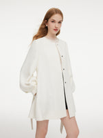 Tweed Balloon Sleeves A-Line Women Wrap Coat GOELIA