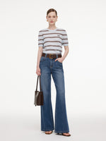Crew Neck Stripe Women T-Shirt GOELIA
