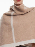 [Preview] Cashmere Wool Contrast Border Fringed Poncho GOELIA