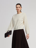 Brushed Cashmere Wool Blend Textured Women Sweater GOELIA