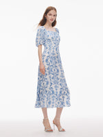 Floral Print Convertible Neckline Women Side Slit Maxi Dress GOELIA